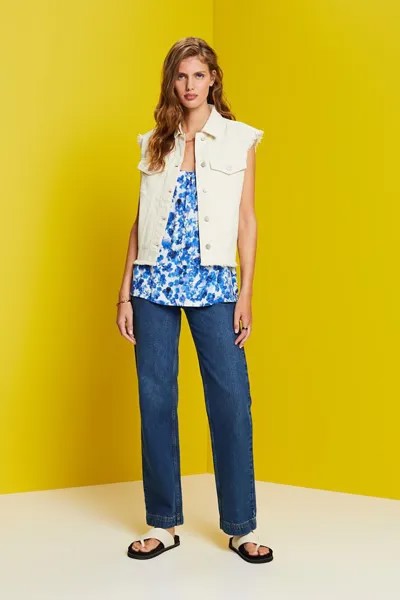 Топ с цветочным узором Esprit, белый
