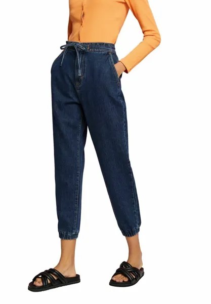 Джинсы Tapered Fit темно-синего цвета с эффектом стирки Esprit, синий