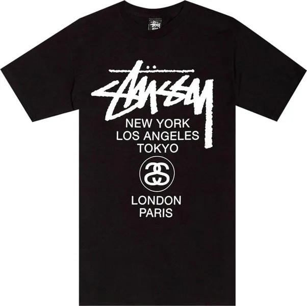 Футболка Stussy World Tour Tee 'Black', черный