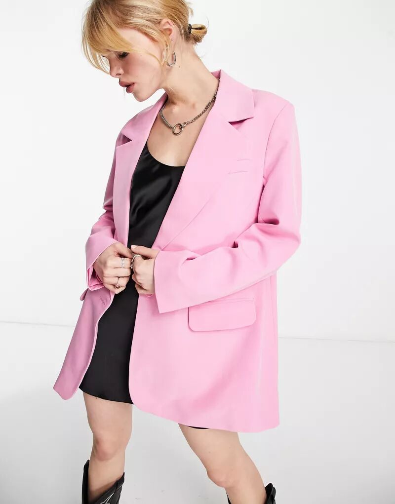 Только пиджак оверсайз розового цвета ONLY
