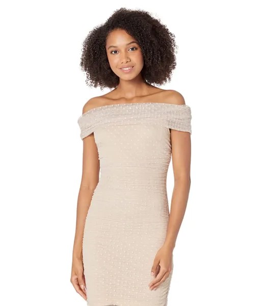 Платье Bebe, Off-the-Shoulder Mesh Ruched Dress