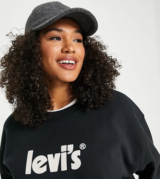 Черный свитер с круглым вырезом и логотипом Levi's Plus-Черный цвет
