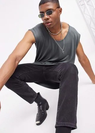 Черная длинная майка ASOS DESIGN-Черный цвет