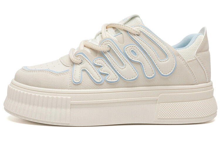Кроссовки RENBEN Skateboarding Shoes Women's Low-top Beige, бежевый/синий
