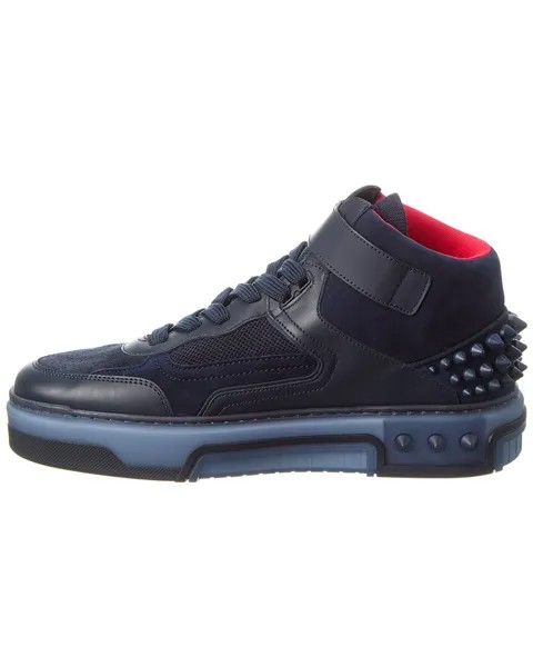 Кроссовки Christian Louboutin Astroloubi средней длины из кожи и замши, синий