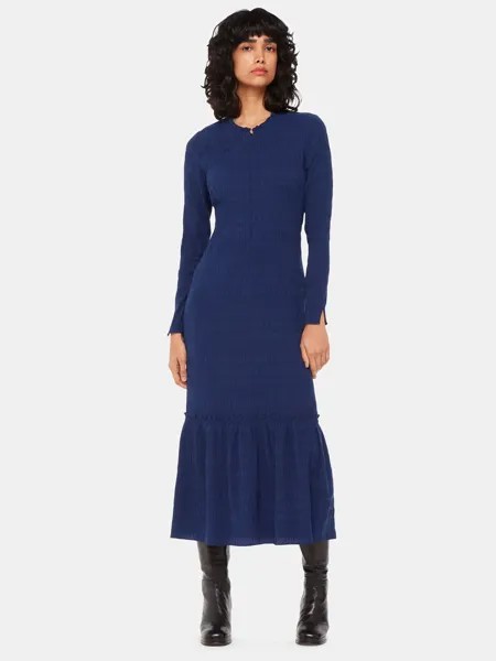 Фактурное платье миди Mila Whistles, темно-синий