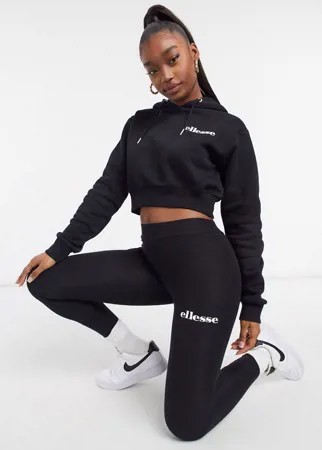 Комплект черного цвета из укороченного худи и легинсов ellesse-Черный цвет