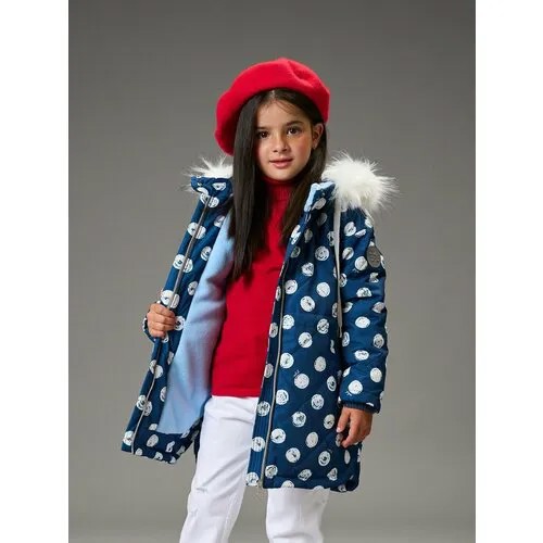 Парка Шалуны Пальто зимнее для девочки, размер 30, 110, синий