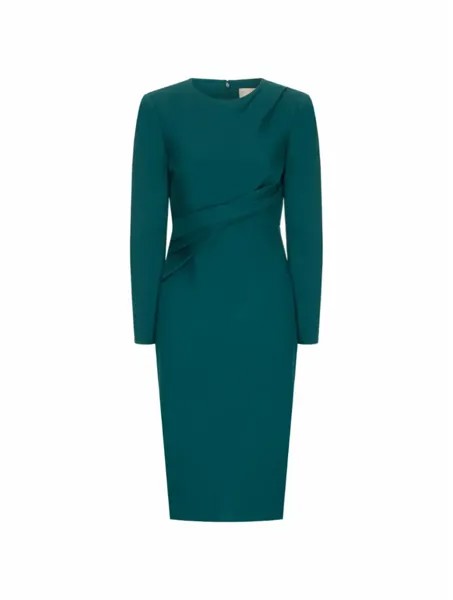 Платье миди из смеси шерсти и шелка Roland Mouret, зелёный