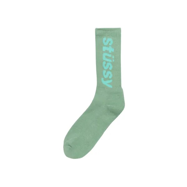 Носки Stussy Helvetica Crew, Фисташковый/Аква