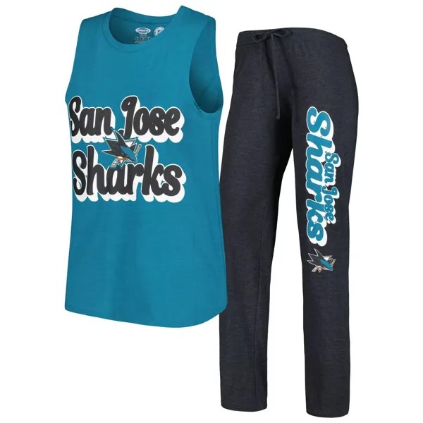 Женский комплект Concepts Sport Teal/Black San Jose Sharks Meter Muscle Майка и брюки для сна