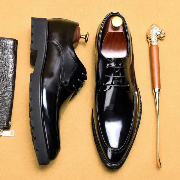 Туфли-оксфорды мужские классические, деловые, офисные, свадебные туфли, Италия, дизайн, роскошные, из натуральной воловьей кожи, черные, хаки