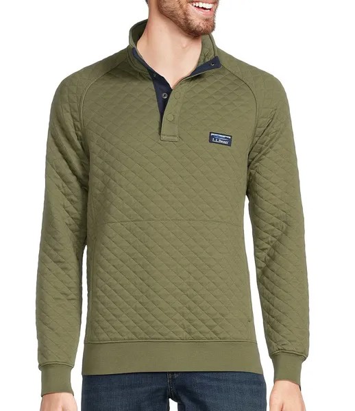 Стеганый свитшот с планкой на 4 пуговицах L.L.Bean, зеленый