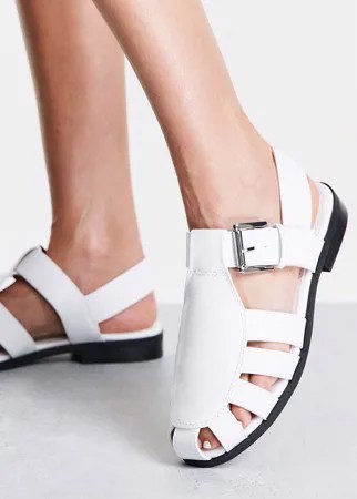 Белые туфли на плоской подошве в рыбацком стиле ASOS DESIGN Monika-Белый