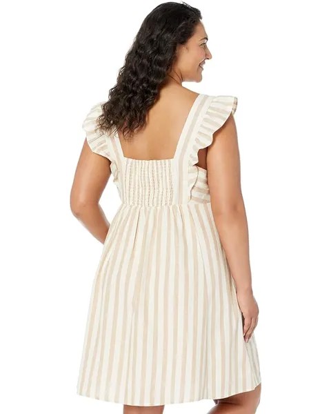 Платье Draper James Plus Size Maddie Babydoll Dress in Cabana Stripe, кэмел