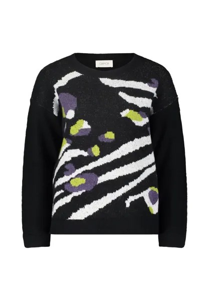 Вязаный женский свитер с круглым вырезом CARTOON, цвет Black Cream