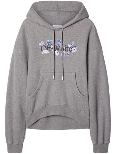 Off-White худи из органического хлопка с логотипом, серый