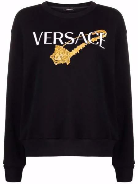 Versace толстовка с логотипом и принтом Safety Pin