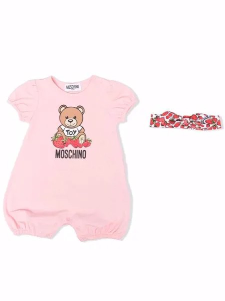 Moschino Kids комплект из ромпера и повязки с принтом