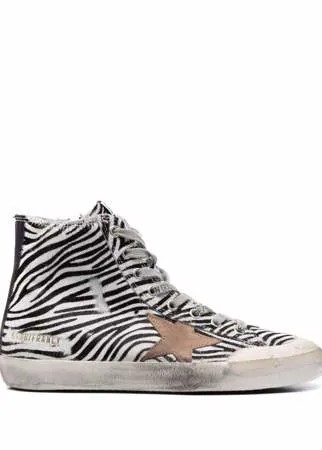 Golden Goose высокие кеды с зебровым принтом