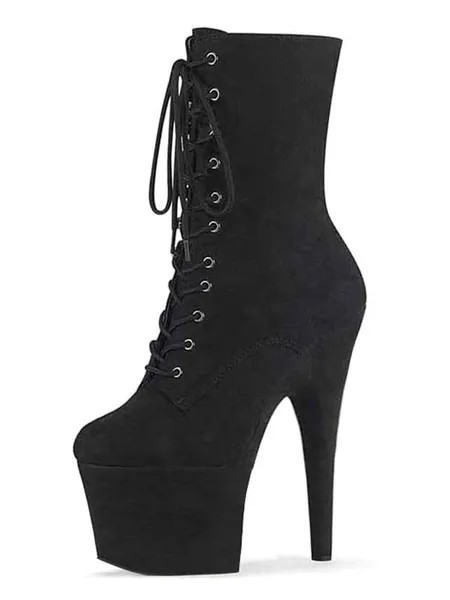 Milanoo Women's Sexy Lace Up Ankle Boots with Platform and Sky High Heels