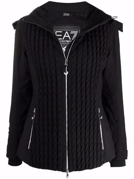 Ea7 Emporio Armani стеганая куртка с капюшоном