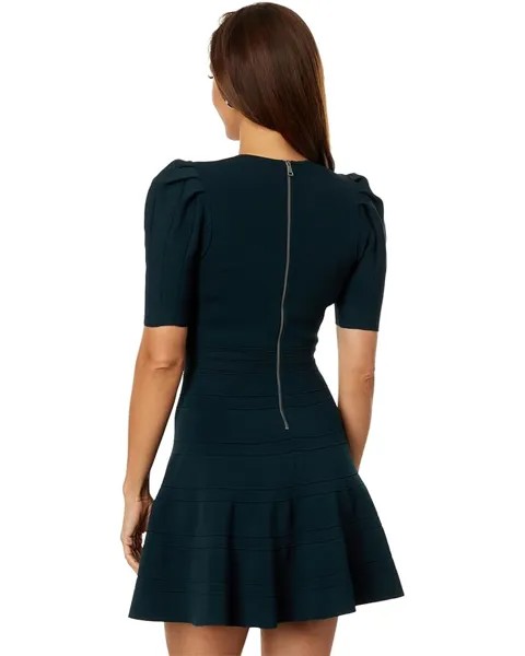 Платье Ted Baker Velvey Puff Sleeve Dress with Engineered Skirt, темно-зеленый