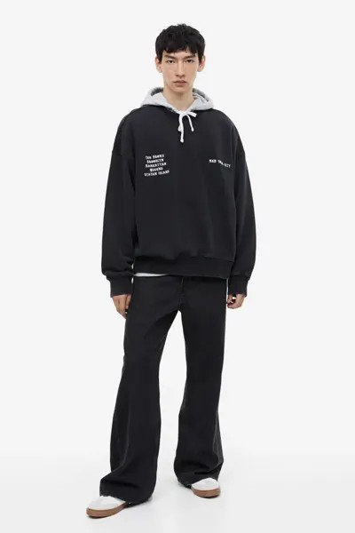 Толстовка оверсайз с принтом H&M, черный