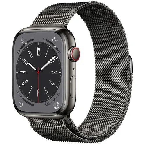 Часы Apple Watch Series 8 GPS + Cellular 45мм Stainless Steel Case with Milanese Loop Graphite, графит
