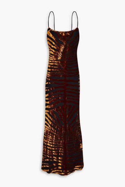 Бархатное платье макси Devoré Ronny Kobo, светло-коричневый