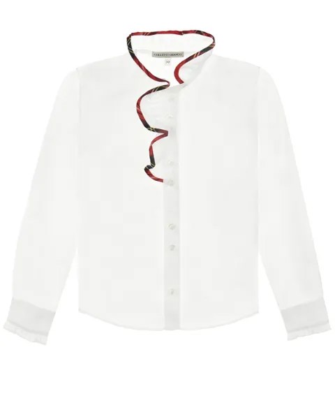 Блузка с асимметричной оборкой и кантом Colletto Bianco