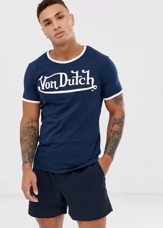 Футболка с логотипом Von Dutch-Темно-синий
