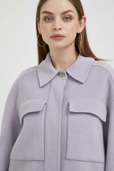 Шерстяная куртка Calvin Klein, фиолетовый