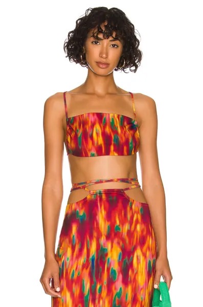 Топ WeWoreWhat Ruched Bandeau, цвет Spicy Orange Multi