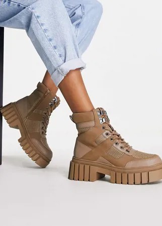 Бежевые походные ботинки на массивной подошве со шнуровкой ASOS DESIGN Abstract-Светло-бежевый цвет