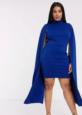 Платье-кейп мини кобальтового цвета True Violet Plus-Синий