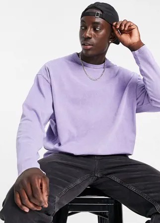 Фиолетовый oversized-лонгслив с эффектом кислотной стирки ASOS DESIGN-Фиолетовый цвет