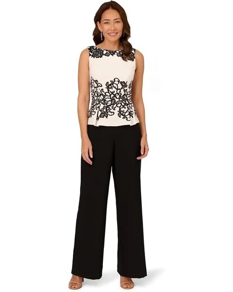 Брюки Adrianna Papell Scroll Lace Jumptsuit, цвет Ivory/Black