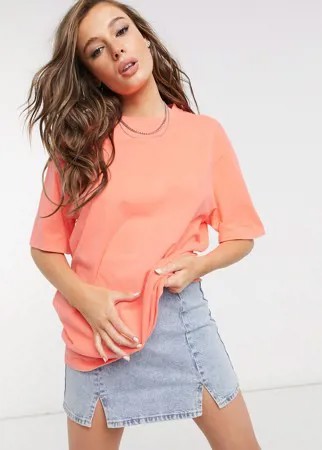 Свободная oversized-футболка выбеленного неоново-кораллового цвета ASOS DESIGN-Розовый цвет
