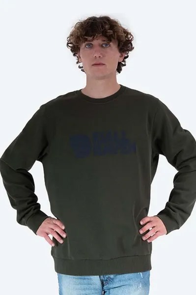Хлопковая толстовка с логотипом Sweater Fjallraven, зеленый