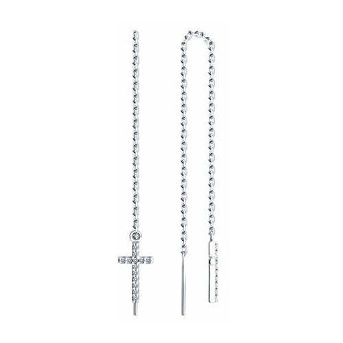 Серьги цепочки Diamant online, серебро, 925 проба, фианит, длина 10 см