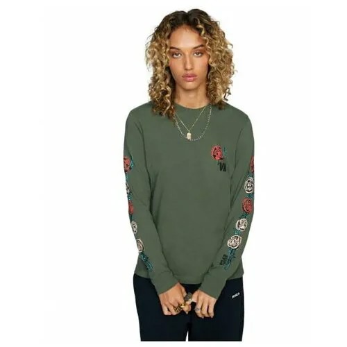 Футболка RVCA, хлопок, размер XS/6, зеленый
