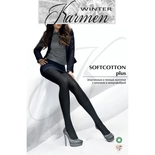 Колготки Karmen Softcotton Plus, 300 den, размер 5, черный