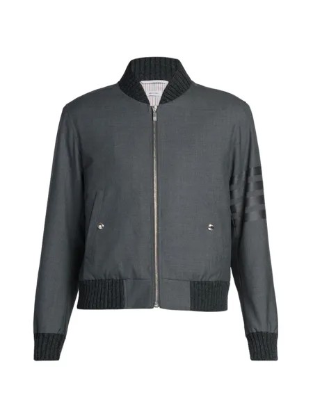 Трикотажная блузонная куртка в рубчик Thom Browne, серый