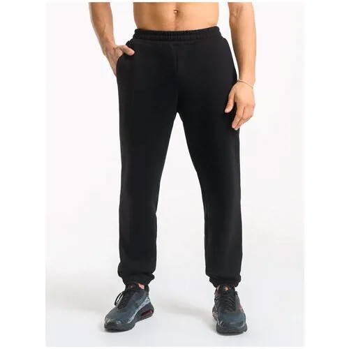 Спортивные брюки мужские, футер 3-нитка начес (XXL, черный), EAZYWAY