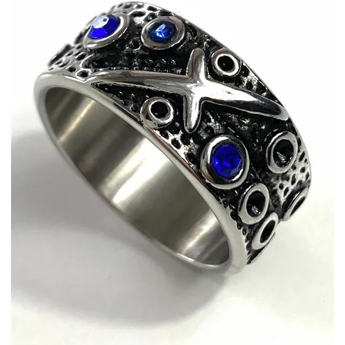 Кольцо Florento, искусственный камень, кристалл, размер 20, синий, серебряный