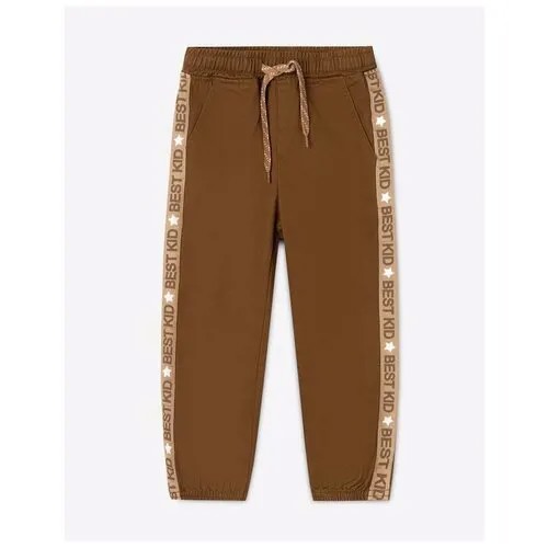 Коричневые джинсы Jogger с лампасами для мальчика Gloria Jeans, размер 18-24мес/92