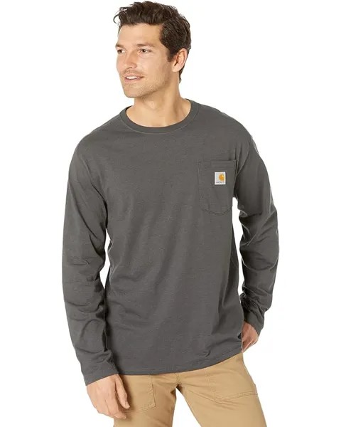 Футболка Carhartt Force Relaxed Fit Midweight Long Sleeve Pocket, цвет Carbon Heather