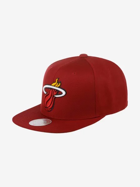 Бейсболка с прямым козырьком MITCHELL NESS HHSS3256-MHEYYPPPMARO Miami Heat NBA (малиновый), Мультицвет