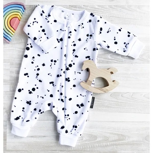 Mjolk Велюровый комбинезон с открытой ножкой Sleep and Play Кляксы